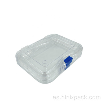 Caja de membrana de caja de almacenamiento transparente de plástico para dentaduras postizas